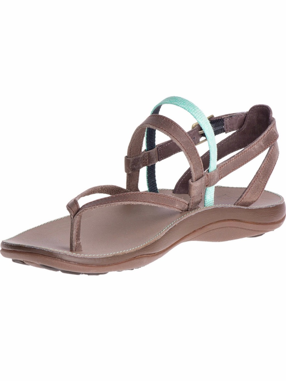 CHACO Loveland Leather Sandals Strappy Bohemian Brown/Teal Women’s Size 8